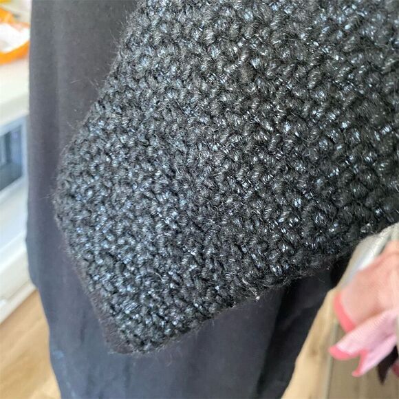 Generation Love Black Pullover Wool Blend Sweater S/XS Textured Sleeves High Low - Picture 5 of 7